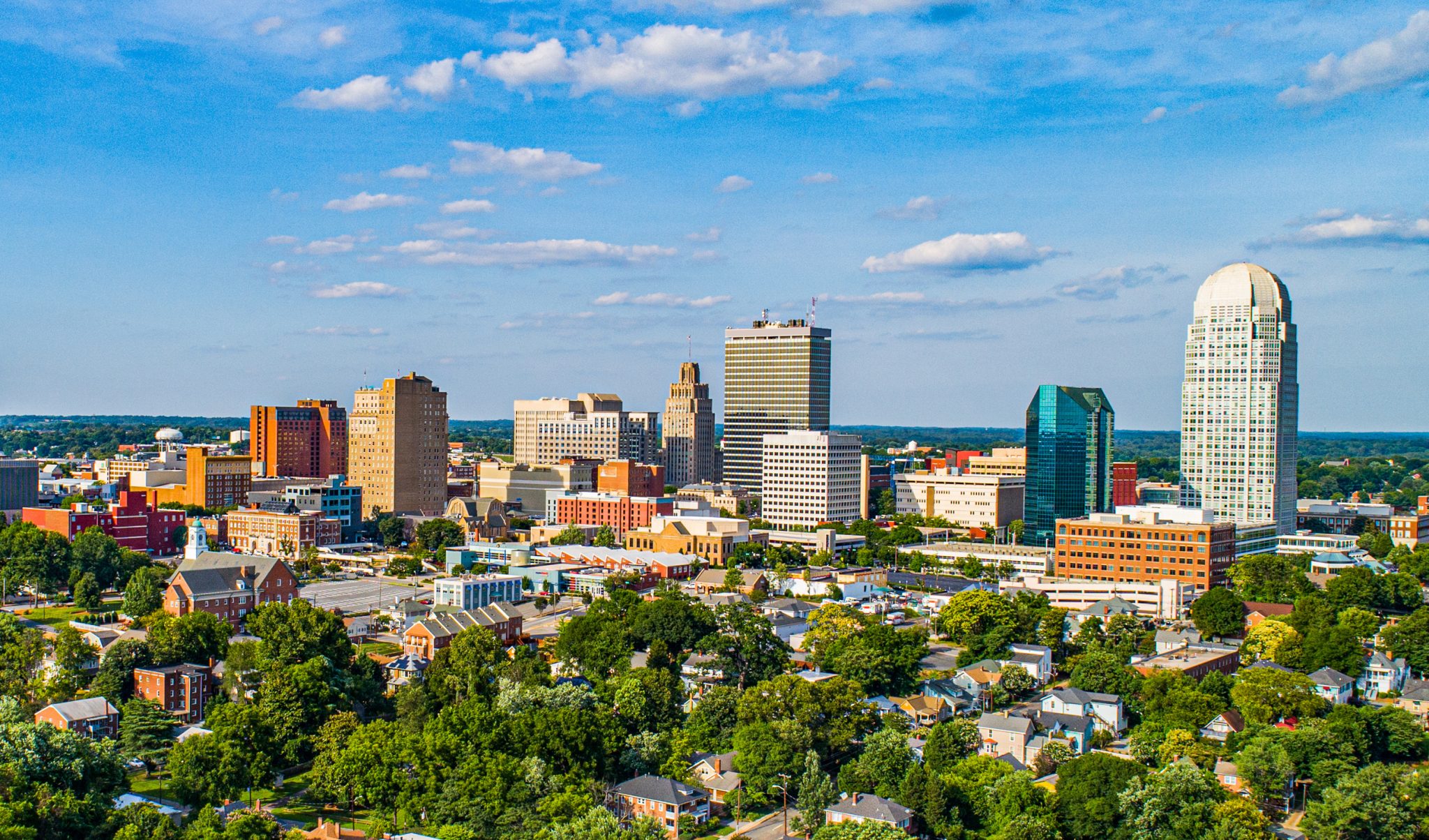 downtown winston-salem north carolina nc skyline panorama
